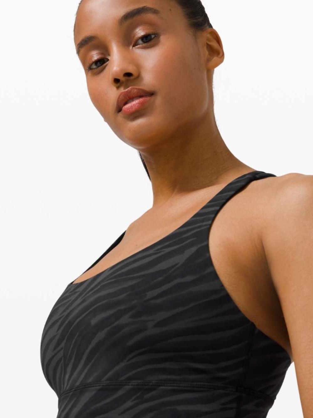 Lululemon Bra Le Tigre Camo Deep Coal Black Grey Strappy